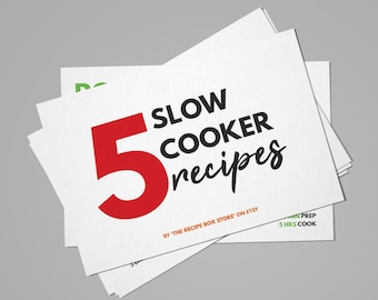 Slow Cooker Recipe Set / 5 Recipes / Printable A6 Postcard Sized Recipe Cards / DIGITAL DOWNLOAD PDF