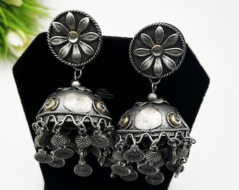 Indian Oxidized Earrings- Indian Festive Navratri Jewellery- Afghani Bohemian Jewellery- Indian Jhumka Earrings