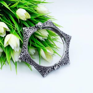 Oxidized German Silver Openable Kada- Premium Quality Indian Ethnic Traditional Antique Jewelry-Festive Bangle- FITS ALL SIZES