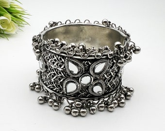 Oxidized Mirror Kada- Indian Ethnic Traditional OPENABLE Bangle- Fits All-Festive Jewellery
