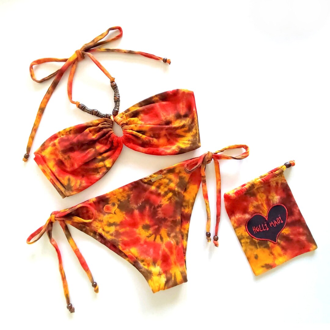 Hand Dyed Bikini, Tie Dye Bikini, Beaded Bikini, Bikini, Hand Dyed