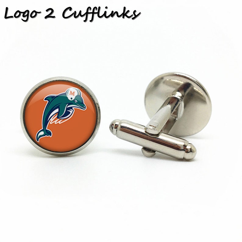 Miami D.olphins 15mm Football Logo Cuff Links Best Jewelry Gift for Fans Personalized Cufflinks for Wedding