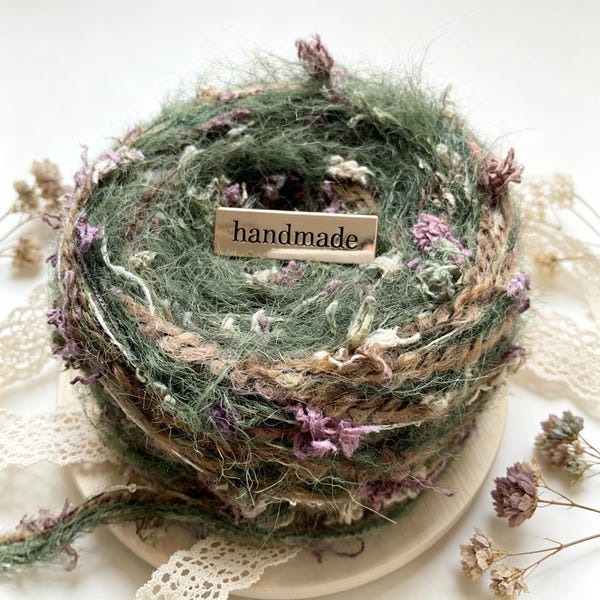 Vintage Moss Forest Art Yarn Green Fiber Soft Fluffy for Crochet Knitting Handcraft (100g)