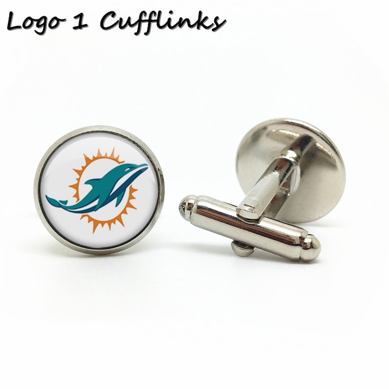 Miami D.olphins 15mm Football Logo Cuff Links Best Jewelry Gift for Fans Personalized Cufflinks for Wedding