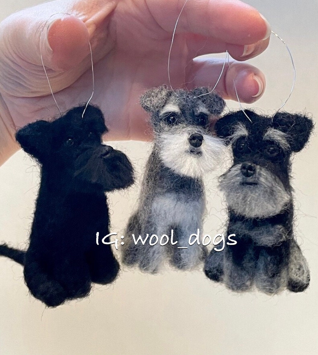 ‪ஐ‬羊毛フェルト੯•`໒ Miniature Schnauzer 1 X Schnauzer Ornament - Etsy
