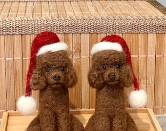 1 x brown Poodle Christmas ornament