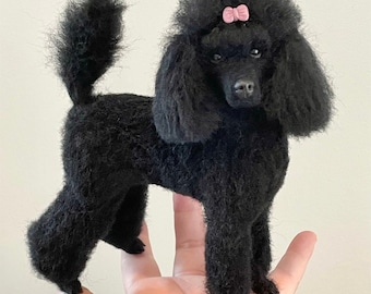 Black poodle, 11-14 cm - made to order