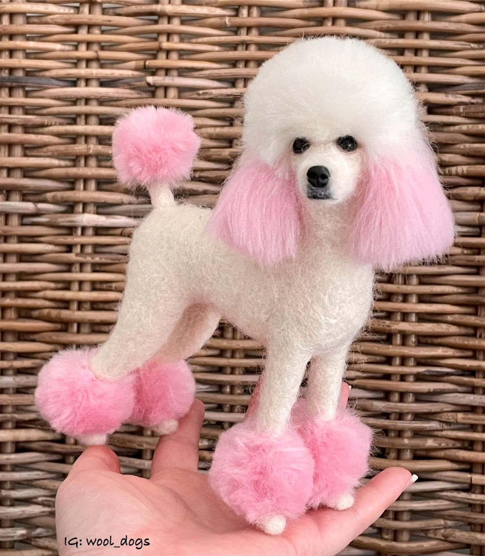 Poodle Sculpture With Pink Details Etsy