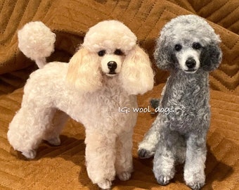 Poodle, custom made needle felted dog