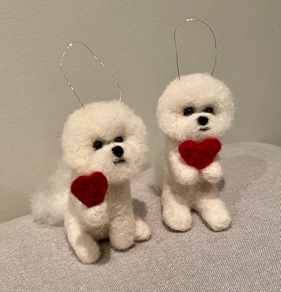 Bichon Frise Ornament With Heart - Etsy