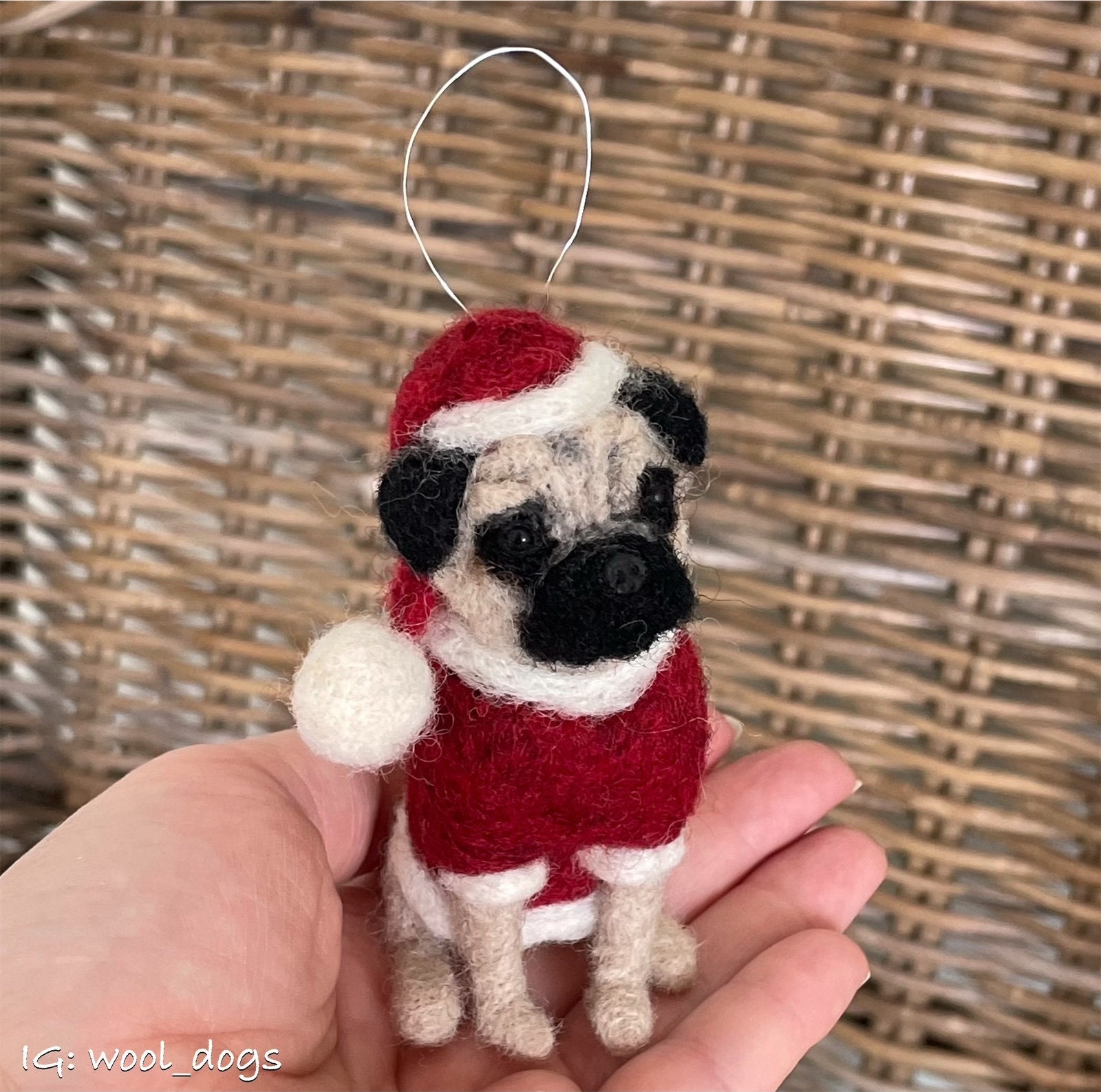 Pug Roses and Jesus Ornament - Dog Car Hanging Ornament - Gift For Pet -  Cerigifts