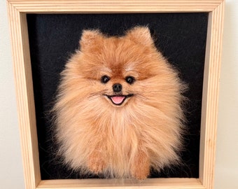 3D portrait of long haried dog with front legs