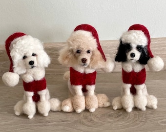 Any color: Sitting Christmas poodle