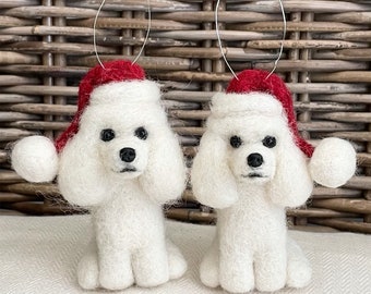 1 x White Poodle Christmas ornament