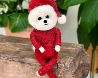 1 x Père Noël Bichon Frise avec jambes flexibles