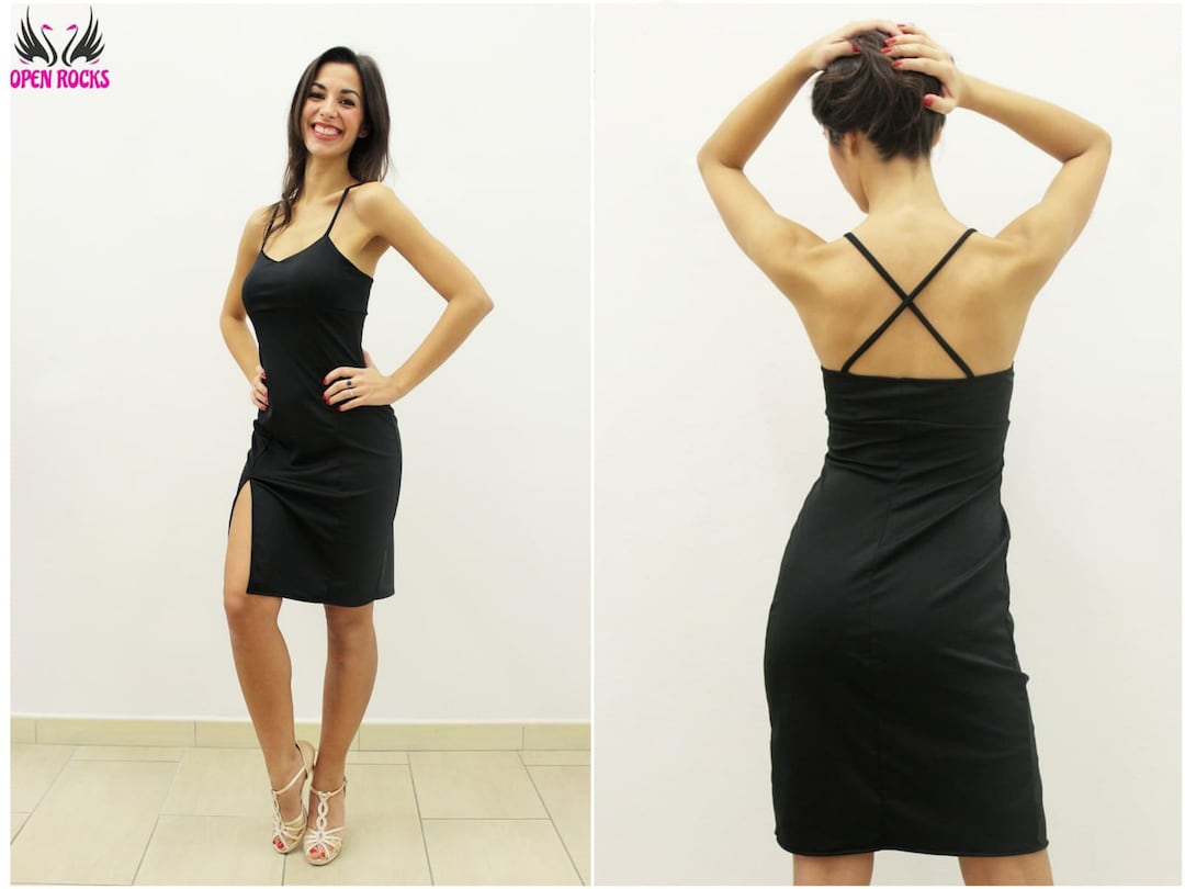 Vestito nero shop spalline sottili