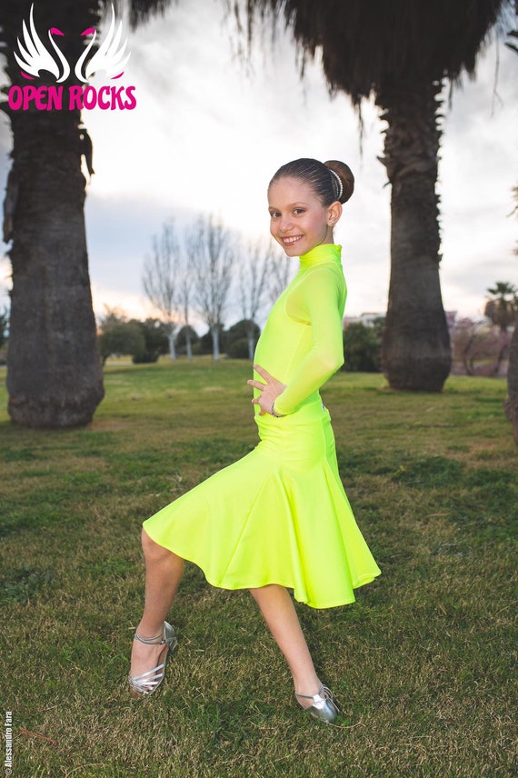 Fotoelektrisch Vervullen Machtigen Fluo Yellow Latin-american Dance Outfit in Lycra and - Etsy