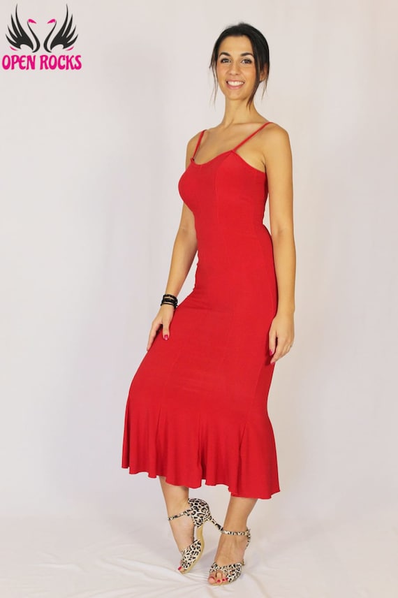 Vestido largo rojo argentino vestido de patrón - México
