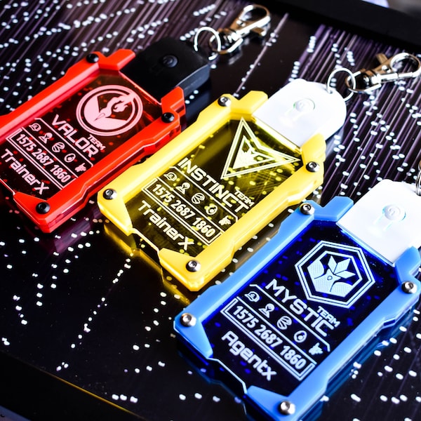 LED Pokemon GO Trainer Card Personalised Name Badge Mystic Valor Instinct Rechargeable USB