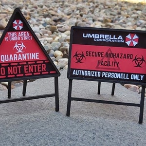 Resident Evil Miniature 3D Printed Hazard Signs