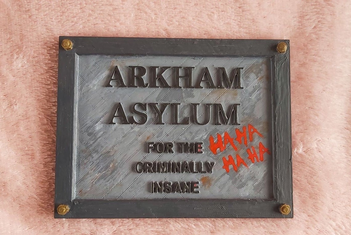 Arkham Asylum 3D Printed Sign various Villain Options - Etsy UK