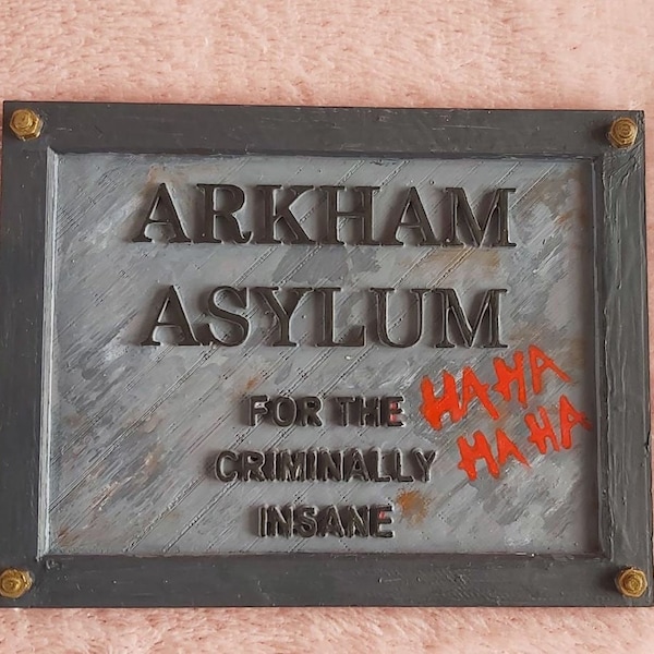 Arkham Asylum 3D Printed Sign (Various Villain Options)