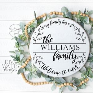 SVG Jede Familie hat eine Geschichte | Plotterdatei | Willkommen bei Uns | Anpassen Personalisieren | Familien Nachname | Schild Vinyl Schablone HTV | png eps