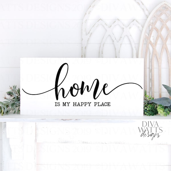 SVG Home Is My Happy Place | Cutting File | Farmhouse  Sign | Vinyl Stencil HTV | PNG eps jpg ai pdf | Printable