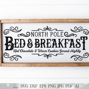 Bed and Breakfast Noordpool | Kerstsnijbestand | SVG DXF en meer! | Keukenbord