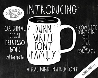Rae Dunn Font Family of 5 Styles Inspired by Farmhouse Pottery Designer | BONUS MUG Included | Instant Download