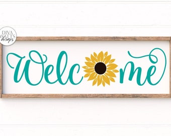 Welcome With Sunflower SVG | Farmhouse Sign | DXF and More