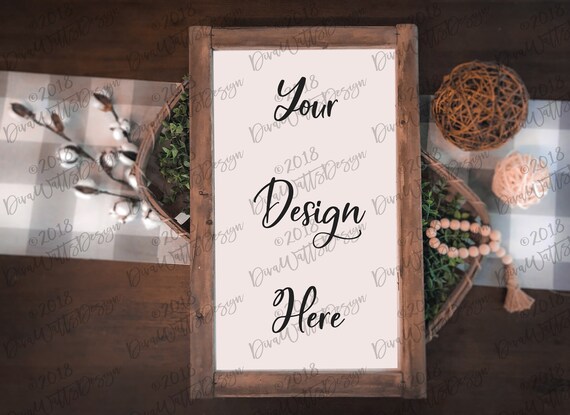Farmhouse Style Blank Wood Sign Mockup Mock Up Flat