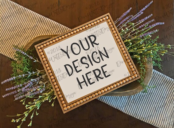 Wood Sign Mock Up Mockup Farmhouse Style Greenery