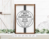 SVG Vintage Grain Sack Cutting File Flour Mill Company Wheat Vinyl Stencil HTV Ticking Stripes Farmhouse Kitchen Sign dxf eps