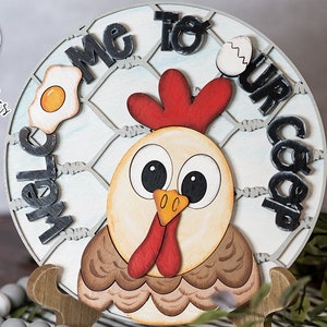 Welcome To Our Coop Glowforge SVG | Laser Cutting File With Chicken | Funny Door Hanger