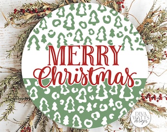 Merry Christmas Leopard SVG | Winter Round Design
