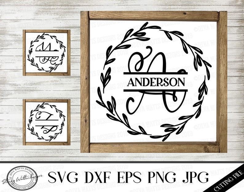 Download SVG Split Monogram Wreath A-Z Cutting File Bundle | Etsy