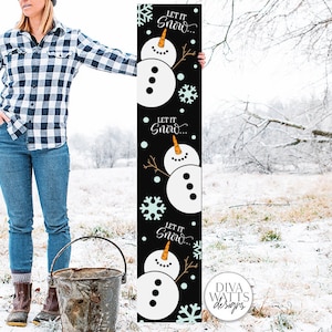 Let It Snow Vertical SVG | Snowman Christmas Design - Etsy
