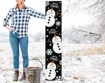 Let It Snow Vertical SVG | Snowman Christmas Design