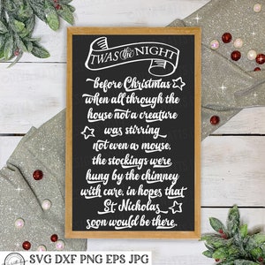 SVG Twas The Night Before Christmas | Sign | DXF png jpg eps | Vinyl Stencil htv | St. Nicholas Santa