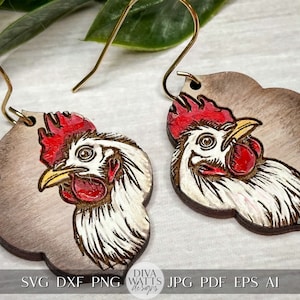 Chicken Earrings Glowforge SVG Laser Cutting File For Chicken Earrings Farm Earrings for Glowforge Cute Chickens Earrings SVG
