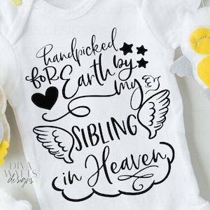 SVG Handverlesen für Erde von meinem Geschwister im Himmel | Plotterdatei | DXF PNG eps jpg | Vinyl htv | Regenbogen Baby Girl Boy | Sofort Download