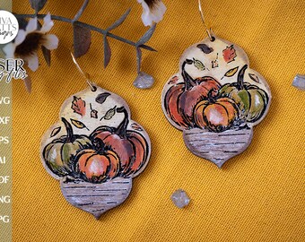 Pumpkin Earrings SVG For Laser Fall Earrings Pumpkin Patch Glowforge Earrings SVG For Laser Pumpkin Earrings SVG Autumn Earrings svg