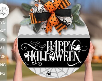 Happy Halloween SVG Halloween Door Hanger SVG Ghost svg Halloween Welcome svg Door Hanger For Halloween Spider svg Halloween Front Door svg