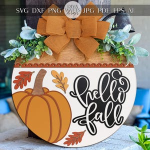 Hallo Herbst SVG | Laser geschnittene Türschild SVG-Datei | Holzschild Kürbis für Glowforge xTool | DIY Herbst Porch Sign geschnitten Datei