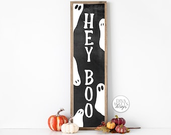 Hey Boo Ghosts SVG | Halloween Vertical Porch Sign Design