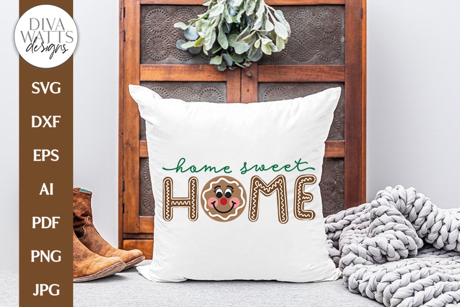 Home Sweet Home Gingerbread SVG | Winter / Christmas Door Hanger Design ...