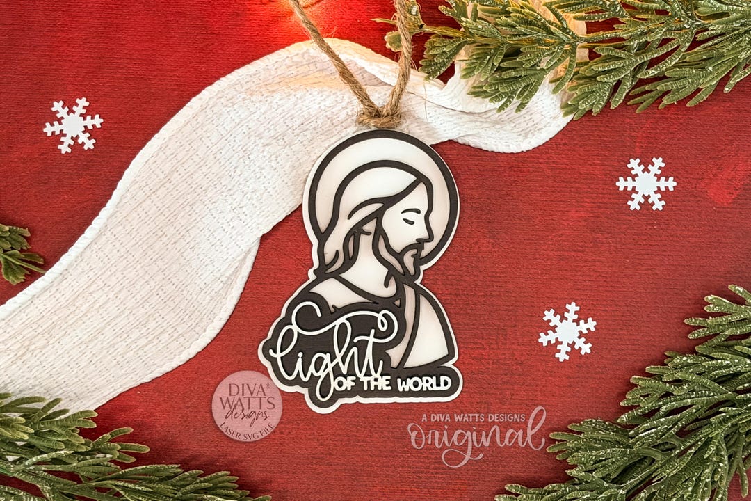 Light of the World SVG | Layered Jesus Ornament Laser Cut File for ...