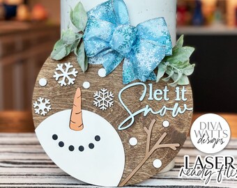 Let It Snow Glowforge SVG | Winter Snowman Laser File