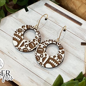 Football Leopard Print Drop Earrings Glowforge SVG | Sports Earring Design